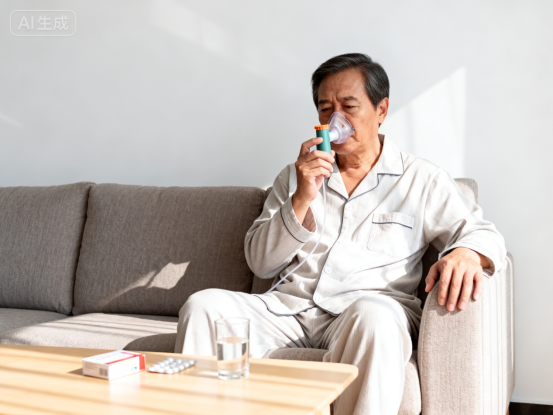 jimeng-2026-04-28-8775-慢阻肺患者用药中的图片,人物摄影风格,不要露脸